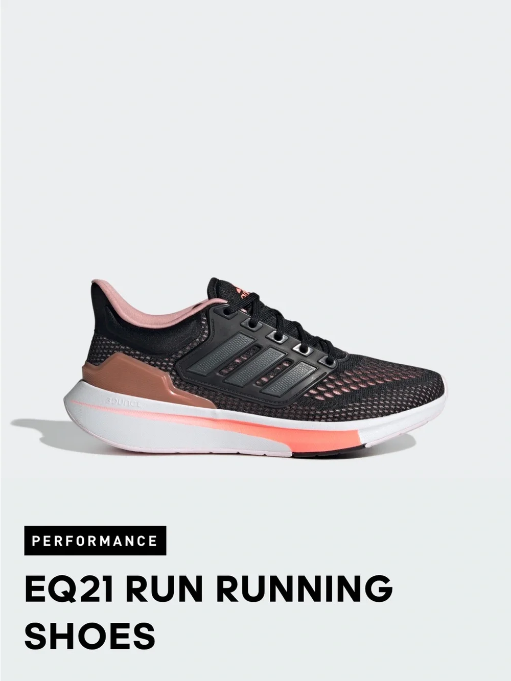 adidas Women's Black, Pink & Tan EQ21 Run Shoes
